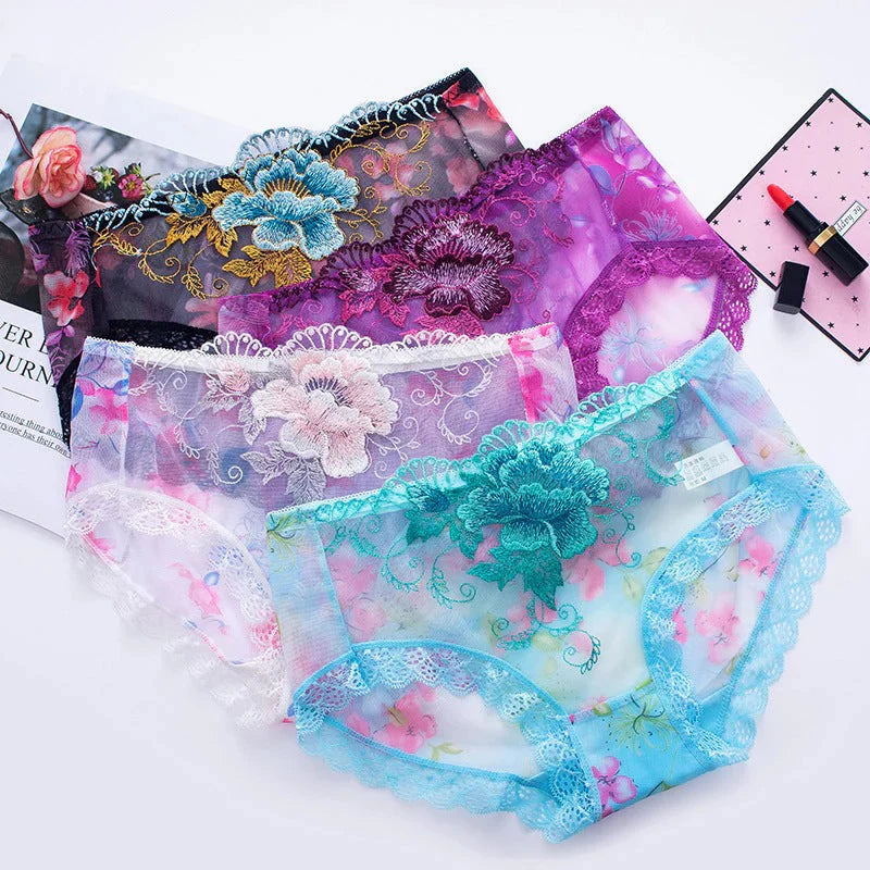 🌸Antibacterial cotton panties with lace embroidery 🌸 | Pack of 4