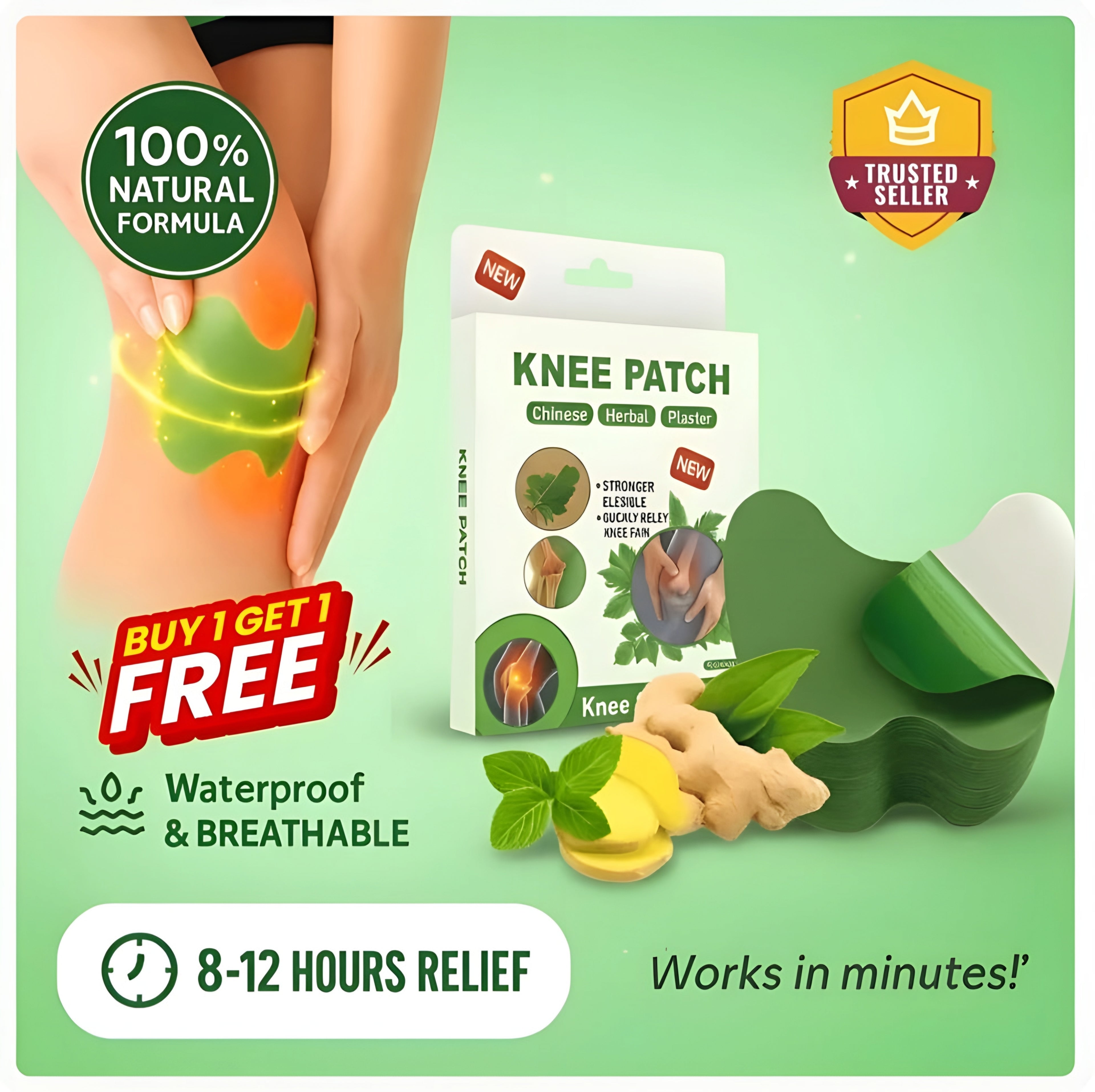 HerbaFlex™ 🌿 Natural Knee Relief Patches ( Buy 10 Get 10 Free ✨)