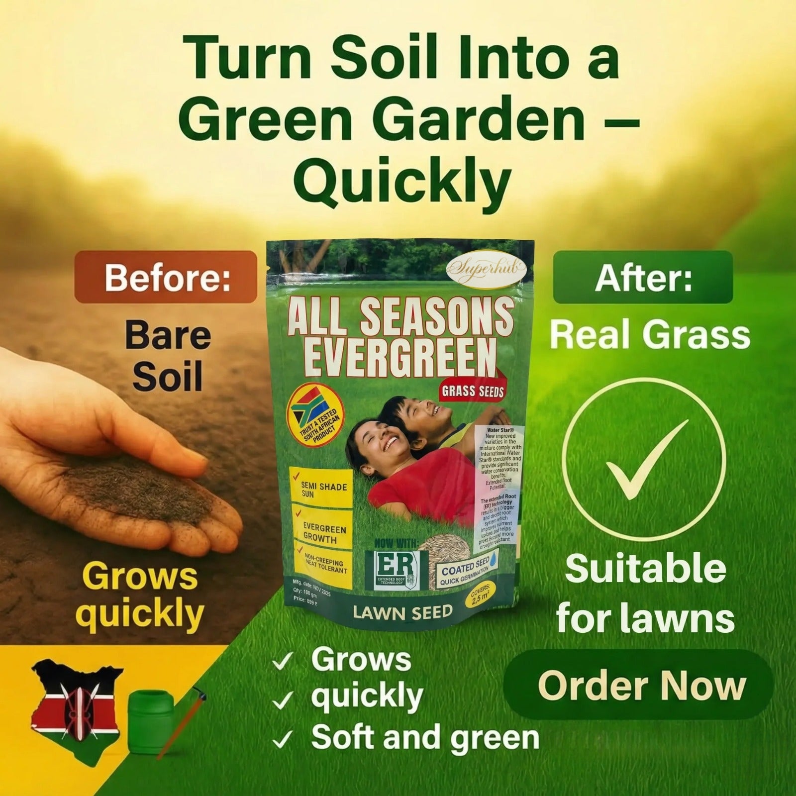 All Seasons Evergreen Grass Seeds | Fast Germination | Year-Round Beautiful Green Lawn | 🔥Buy 1 Get 1 Free🔥