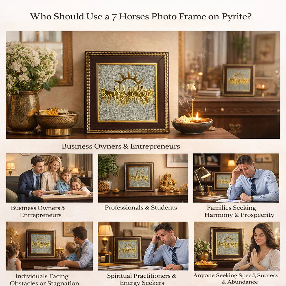 👑Seven Horses Wall Art on Natural Raw Pyrite Frame for Money 💰, Prosperity 🌱and Positive Energy🌟 – 7 Horses Pyrite Frame
