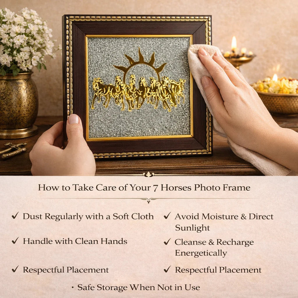 👑Seven Horses Wall Art on Natural Raw Pyrite Frame for Money 💰, Prosperity 🌱and Positive Energy🌟 – 7 Horses Pyrite Frame