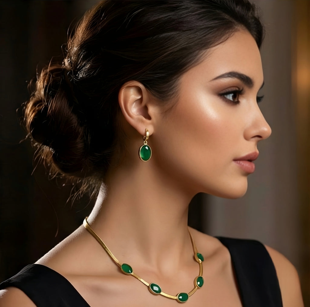 ✨Emerald Aura of Wealth Set 💚( Necklace , Earring & Bracelet Combo )
