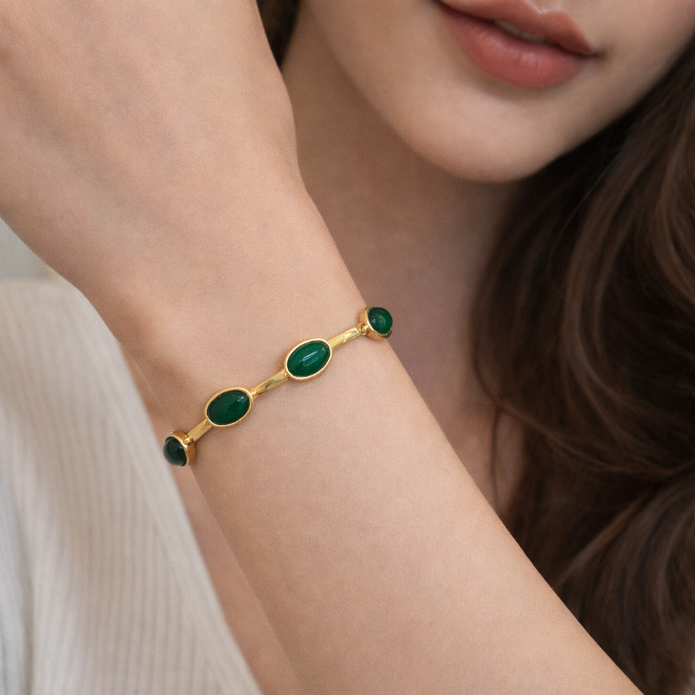 ✨Emerald Aura of Wealth Set 💚( Necklace , Earring & Bracelet Combo )