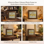 👑Seven Horses Wall Art on Natural Raw Pyrite Frame for Money 💰, Prosperity 🌱and Positive Energy🌟 – 7 Horses Pyrite Frame